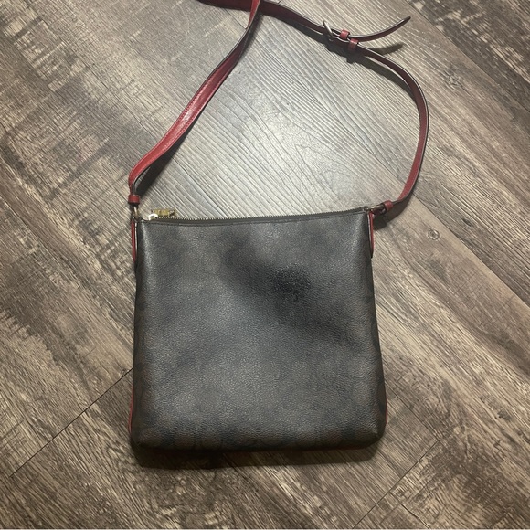 Coach Rowan File Bag - Signature Brown and Red Crossbody - Picture 15 of 15